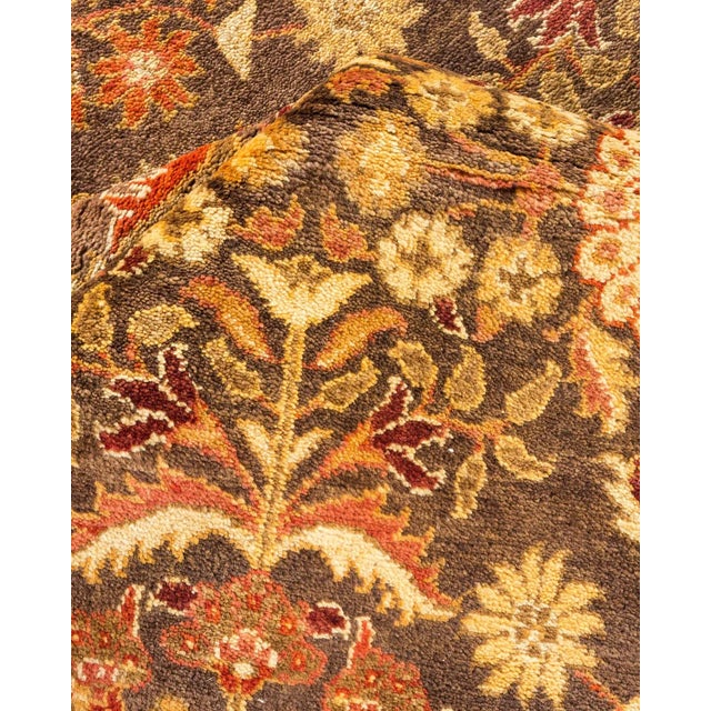 Textile Vintage Traditional Hand Knotted Wool Area Rug, Brown - 6'1" X 9'6" For Sale - Image 7 of 9