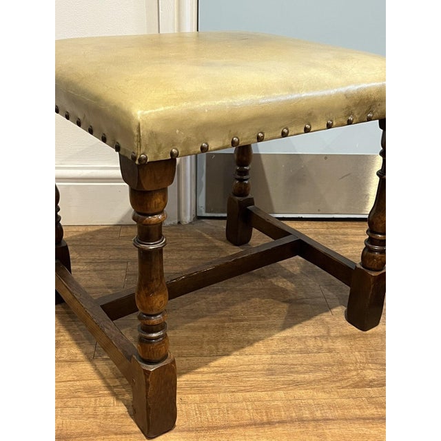 Stools in Leather and Oak For Sale - Image 4 of 7
