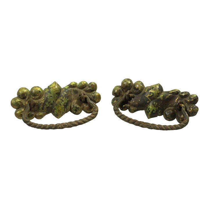 Vintage Anglo-American Brass Co. Stamped Drawer Handles – Bail Pulls, New Old Stock, Set Of 3