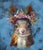 Butch (Floriferous Squirrel) by Carrie Goller | Mixed media - oil/encaustic on canvas Squirrel with a flower crown For Sale - Image 4 of 5