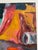 Maroon Monumental Abstract Modern Expressionism Still Life Original Oil Painting, Maroon, Mustard, Blue For Sale - Image 8 of 12