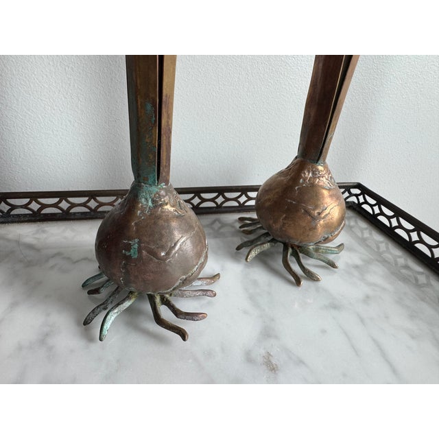 Pair Vintage Patinated Italian Post-Modern Carnevale Bulb Vases For Sale In Houston - Image 6 of 8