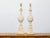 A pair of natural pine finials from the 19th century with twisted motifs and traces of white paint, made into table lamps...
