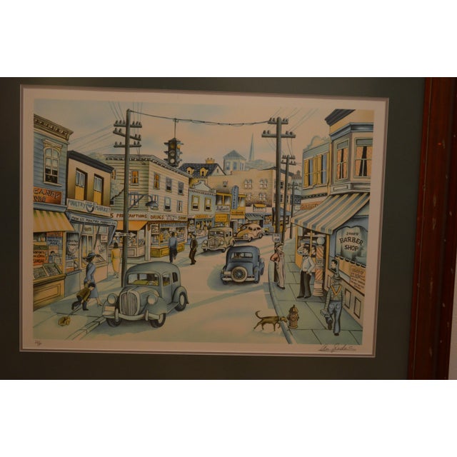 Studying this artist's proof evokes memories of small town life in America in the '50's. Depicted are the cars, stores,...