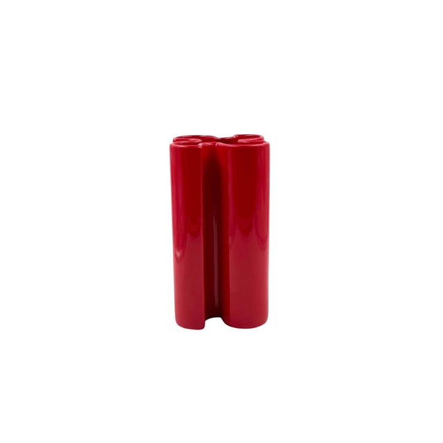 Red Space Age Red Ceramic Vase by Franco Bettonica for Gabbianelli, Italy, 1970s For Sale - Image 8 of 15