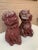 Antique Chinoiserie Cast Stone Foo Dogs With Timeworn Painted Finish, Pair For Sale - Image 4 of 9