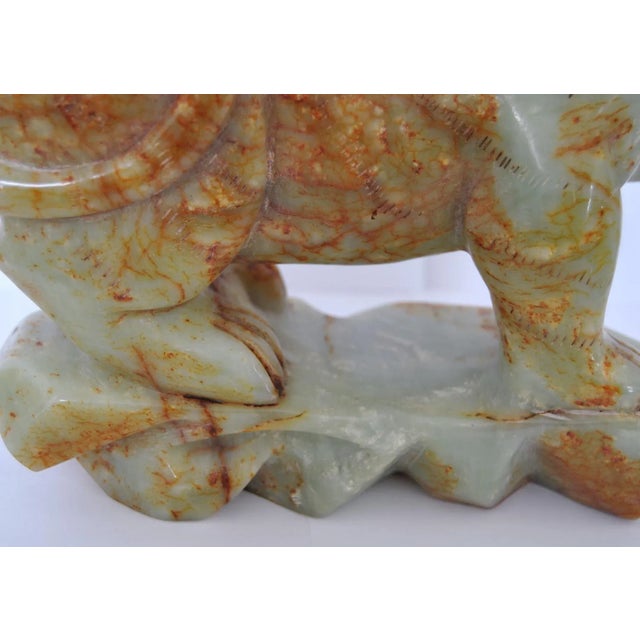 Jade Antique Jade Green Alabaster Cat Sculpture Buddhist Temple For Sale - Image 8 of 12