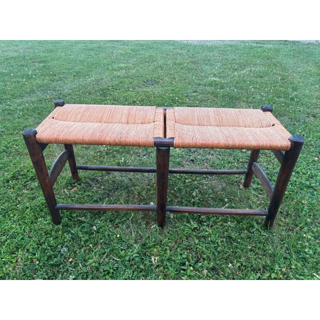 20th Century Rural French Two-Seater Straw Bench in Wood and Rush, 1890s For Sale - Image 6 of 7