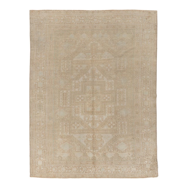 Vintage Circa 1940 Turkish Oushak Rug 5'9 X 7'5 For Sale