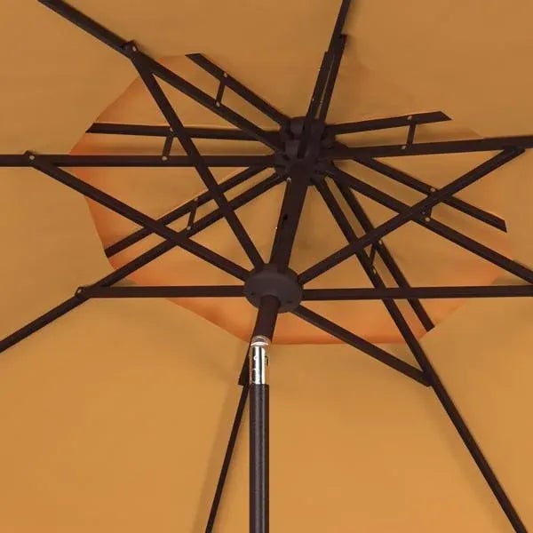 Contemporary Outdoor Venice 9ft Round Double Top Crank Umbrella - Yellow For Sale - Image 3 of 5