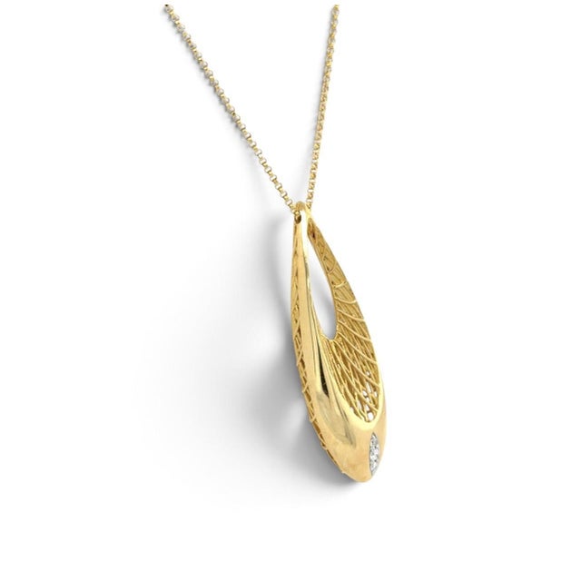 Contemporary Roberto Coin, "Golden Gate" Yellow Gold and Diamond Pendant/ Necklace, 18k For Sale - Image 3 of 7
