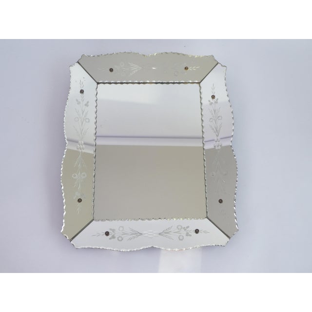 Mid-Century Modern Venetian Etched Rectangular Wall Mirror, 1960s For Sale - Image 3 of 12