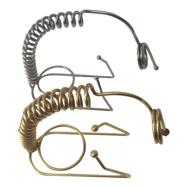 Vintage Modern Hollywood Regency Brass Chrome Wine Server - a Pair For Sale