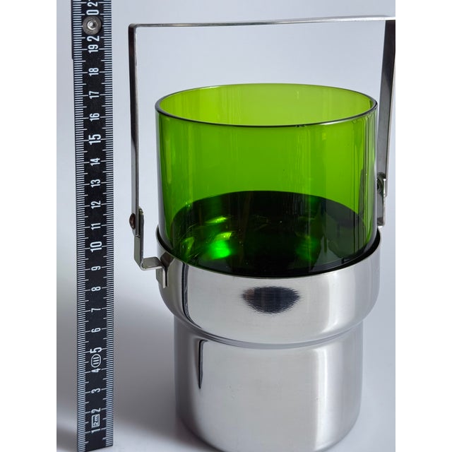 Glass and Stainless Steel Ice Bucket and Glasses from Pran, Italy, 1970s, Set of 6 For Sale - Image 12 of 14