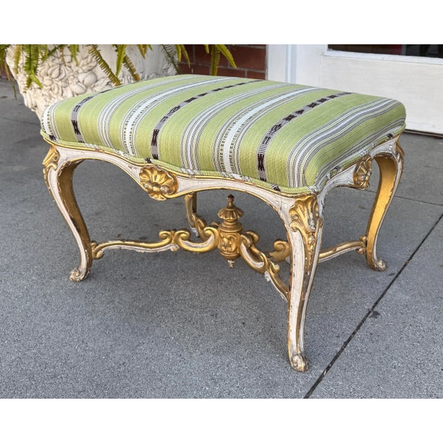 Early 19th Century Antique French Louis XV Style Ottoman Footstool Bench For Sale - Image 5 of 7