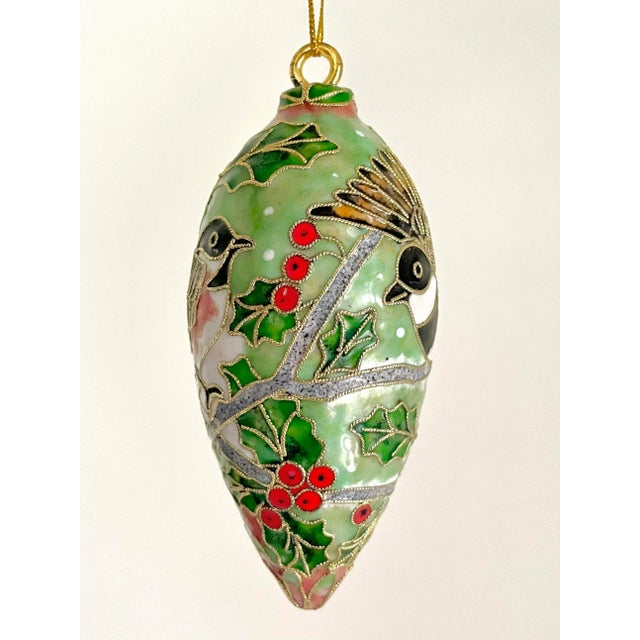 Traditional Late 20th Century Champlevé Cloisonné Chickadee Bird Ornament For Sale - Image 3 of 7