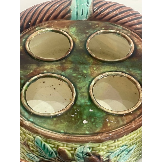 Antique English Majolica Egg Cup Caddy Cruet Set - 5 pcs For Sale - Image 10 of 12