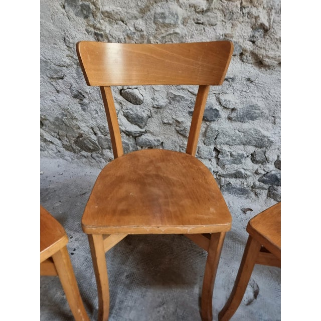 Mid-Century French Bistro Chairs in Beech and Plywood, 1960s, Set of 4 For Sale - Image 14 of 18