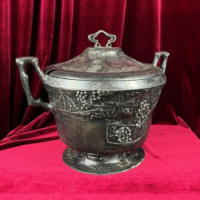 Beautiful antique art nouveau lidded soup tureen / serving bowl, made by b&g imperial zinn *, rare collectable piece....