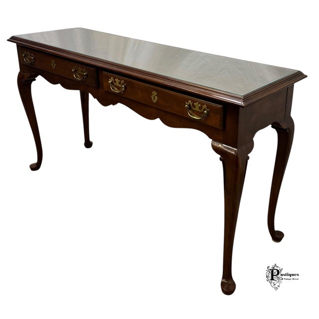 American Vintage Drexel Traditional American Style Cherry Console Table For Sale - Image 3 of 12