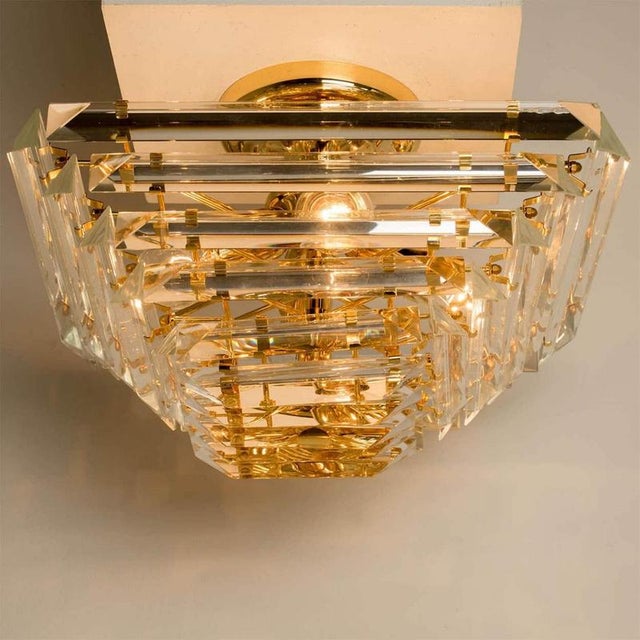Clear and Gold Glass Pyramid Flush Mount in the style of Venini, 1970s For Sale - Image 15 of 18