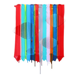 Fils I Colors DCXCI - Colorful Abstract Contemporary Textile Art on Paper Original Artwork by Raul De La Torre For Sale