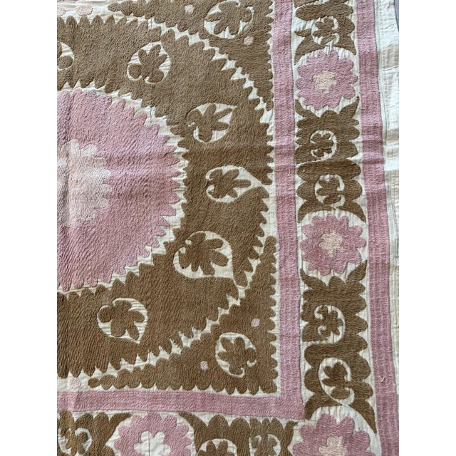 Vintage Suzani from Samarkand, circa 1960s era. Dimension; 48'' x 49'' inches / 123 x 124 cm / 4' x 4'1'' Material: 100%...