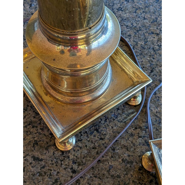1960s Mid-Century Modern, Ming Style Brass Footed Table Lamps - a Pair For Sale - Image 13 of 18
