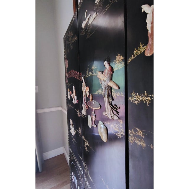 Mid 20th Century Early 20th Century Chinese Coromandel Soap Stone Screen For Sale - Image 5 of 18