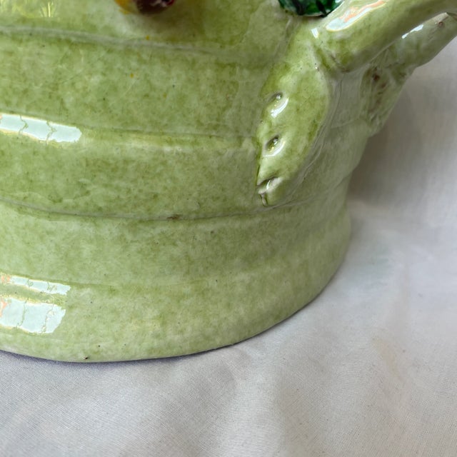 Ceramic Italian Hand Painted Oval Shape Ceramic Center Piece/Planter Featuring Pear on the Branch Design For Sale - Image 7 of 13