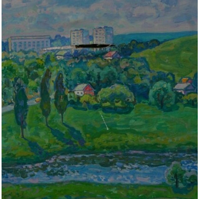 Vintage Impressionism Oil Painting: Ukrainian City Landscape, 1983 75-75 For Sale - Image 4 of 6