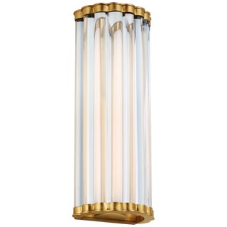 Chapman & Myers for Visual Comfort Signature Kean 14" Sconce in Antique-Burnished Brass with Clear Glass Rods For Sale