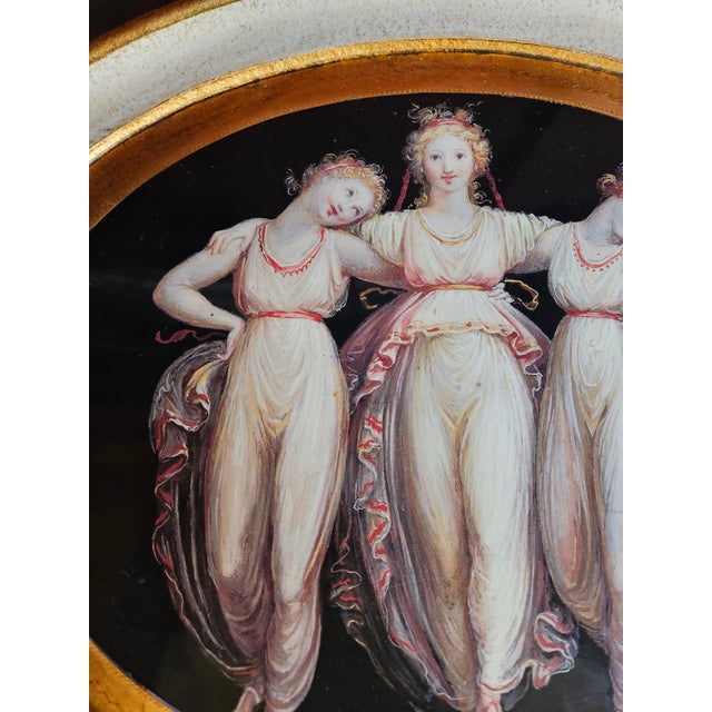 Highly unusual and very decorative Gilt Wood Florentine serving tray depicting The Three Grace's in the center. Probably...