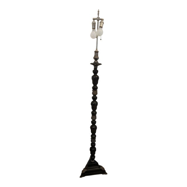 Vintage Carved Wood Floor Lamp For Sale