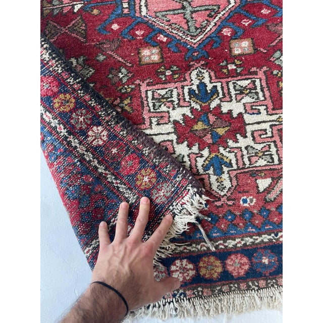 Traditional Vintage Persian Tribal Karaja 2 Toned Reds Rug - 3.6 x 4.6 For Sale - Image 3 of 12