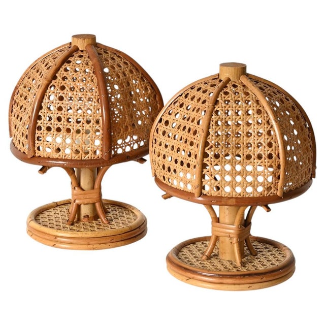Table Lamps in Rattan and Vienna Straw by Louis Sognot, Italy, 1960s, Set of 2 For Sale - Image 14 of 14