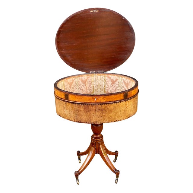 Antique Regency Mahogany & Satinwood Sewing Stand For Sale - Image 4 of 13