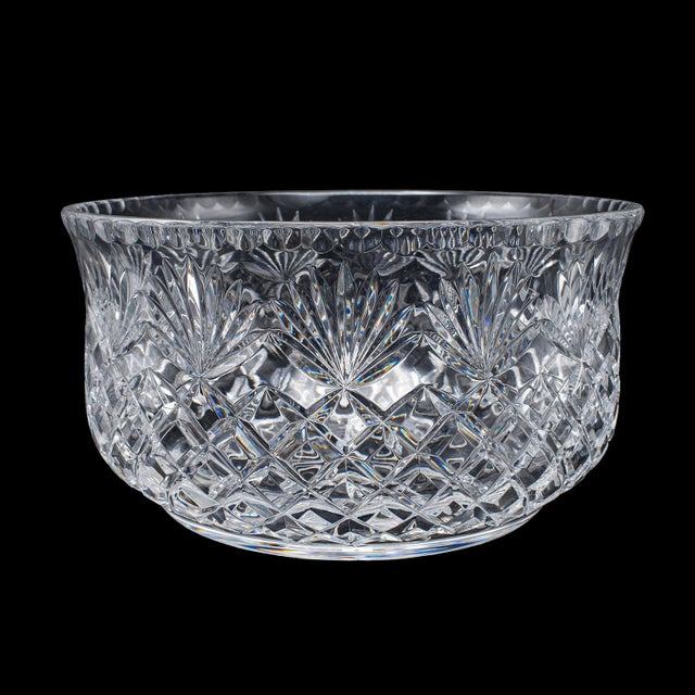 Vintage Punch Bowl, English, Crystal Glass, Serving, Fruit Dish, Mid Century For Sale - Image 4 of 10