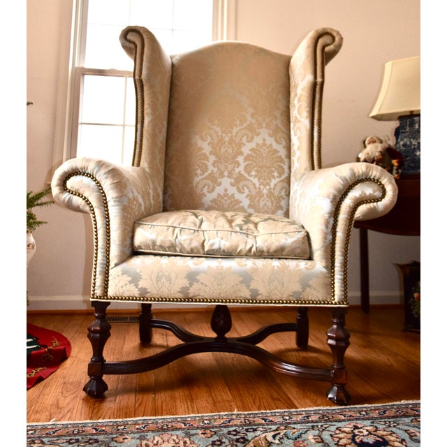 Lee Jofa Lee Jofa William and Mary Wingback Chairs For Sale - Image 4 of 13