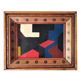 Serge Poliakoff, Composition in Black, Red, Blue, Yellow and White, 1951, Oil on Canvas, Framed For Sale