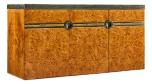 Pierre Cardin Mid 20th Century Burlwood and Brass Credenza