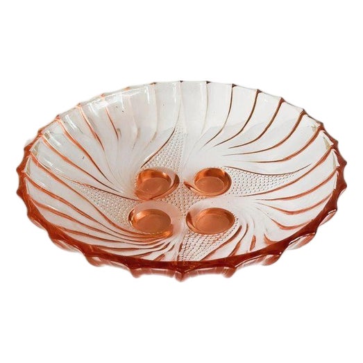 Art Deco Fruit Bowl in Pink Glass, 1930s For Sale