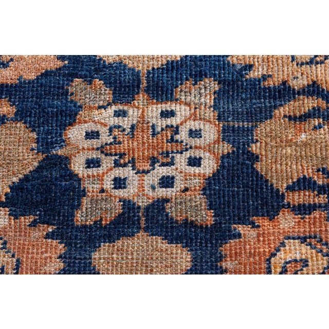 19th Century Persian Sultanabad Blue, Brown Handmade Wool Rug For Sale In New York - Image 6 of 6