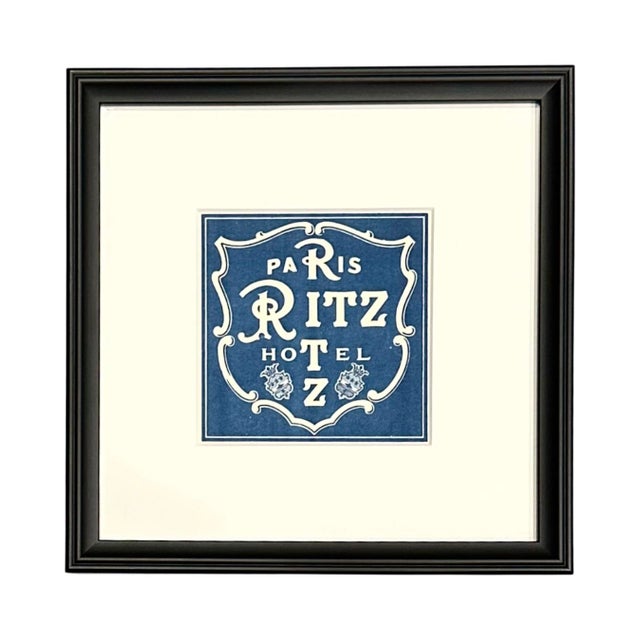 Wood Vintage Hotel Ritz Paris Framed Luggage Label For Sale - Image 7 of 8
