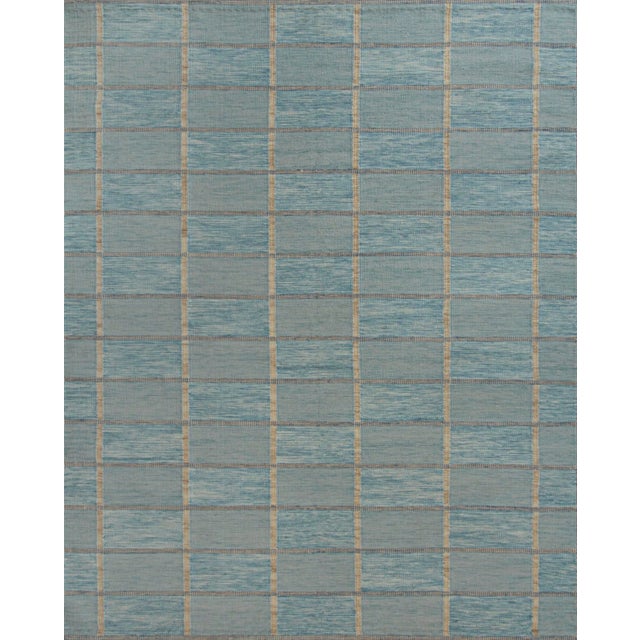 Mid-Century Modern Freya Geometric Rug by Celerie Kemble for Chairish in Soft Blues 6'x9' For Sale - Image 3 of 5