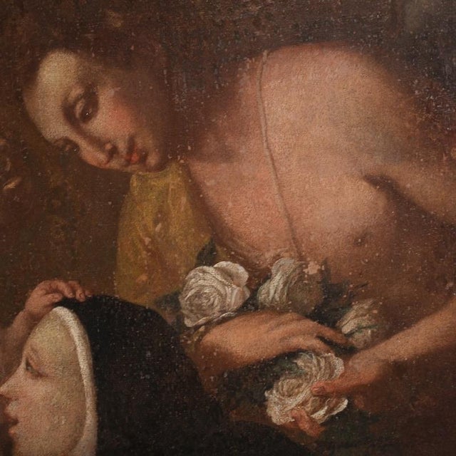 Italian Artist, Adoration of Saint Rose of Lima with Madonna and Child, 1730, Oil on Canvas For Sale - Image 13 of 15