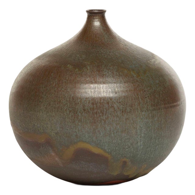 Gertrud and Otto Natzler Round Bottle With Lip, 1967 For Sale