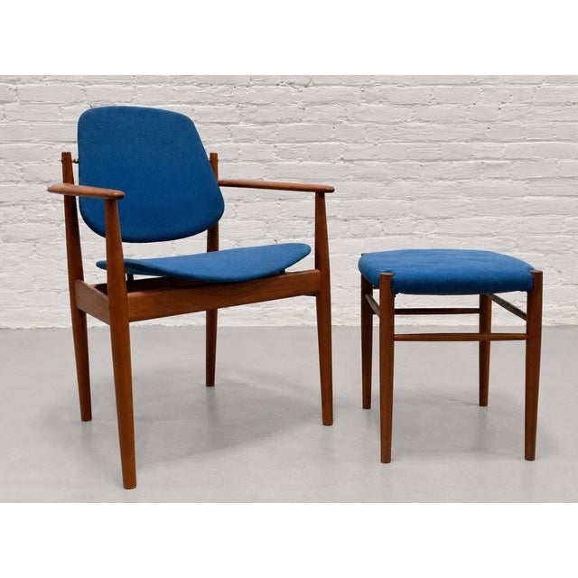 Mid Century Modern Danish Teak Model 203 Armchair + Ottoman by Arne Vodder for France & Daverkosen, C. 1960's For Sale - Image 15 of 17