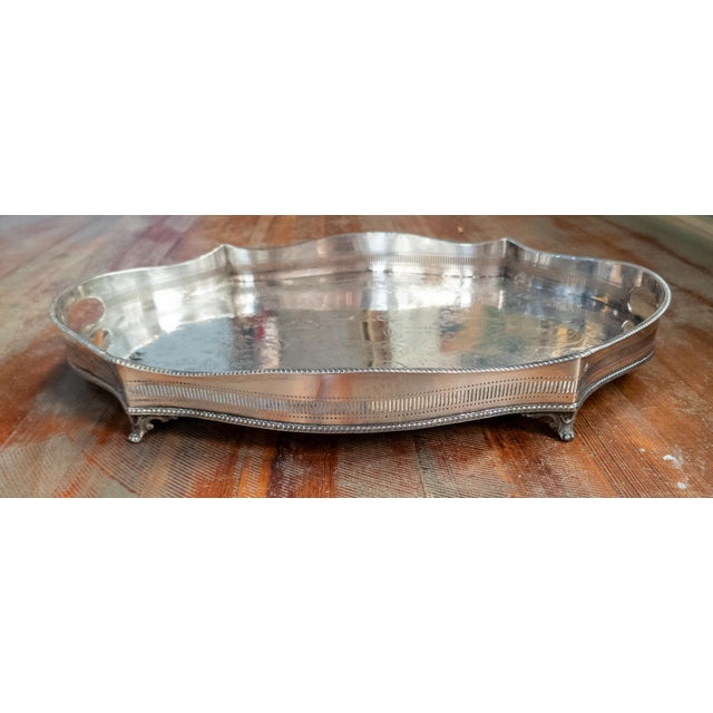 We are selling this great decorative English Sheffield silverplate tray. This tray would look great on a sideboard or...