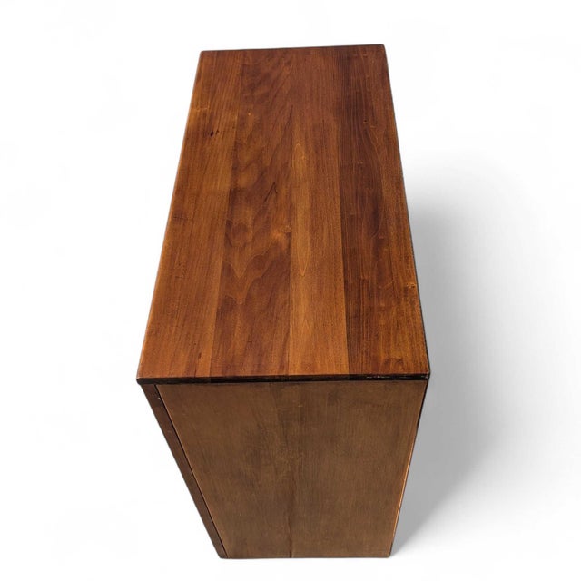 Vintage Mid-Century Walnut Six-Drawer Chest With Brass Pulls For Sale - Image 11 of 18